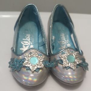 Disney Store ELSA Frozen Shimmering Silver and Aqua Mini Heels